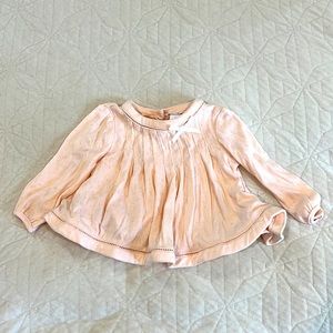 Piper & Posie soft swing top peach with floral button back details 6-9 months